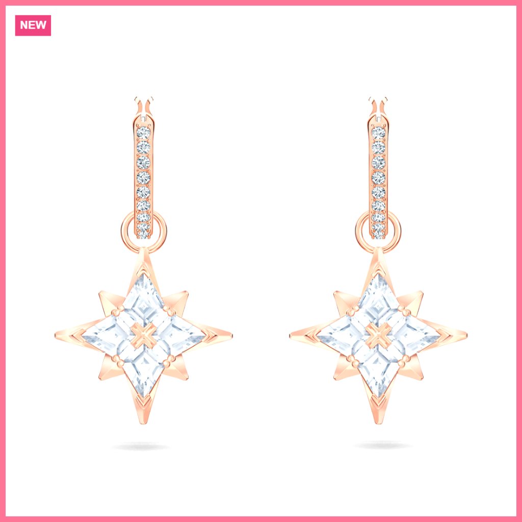 Crystal Star Mini Hoop Earrings Rose-Gold Tone Plated